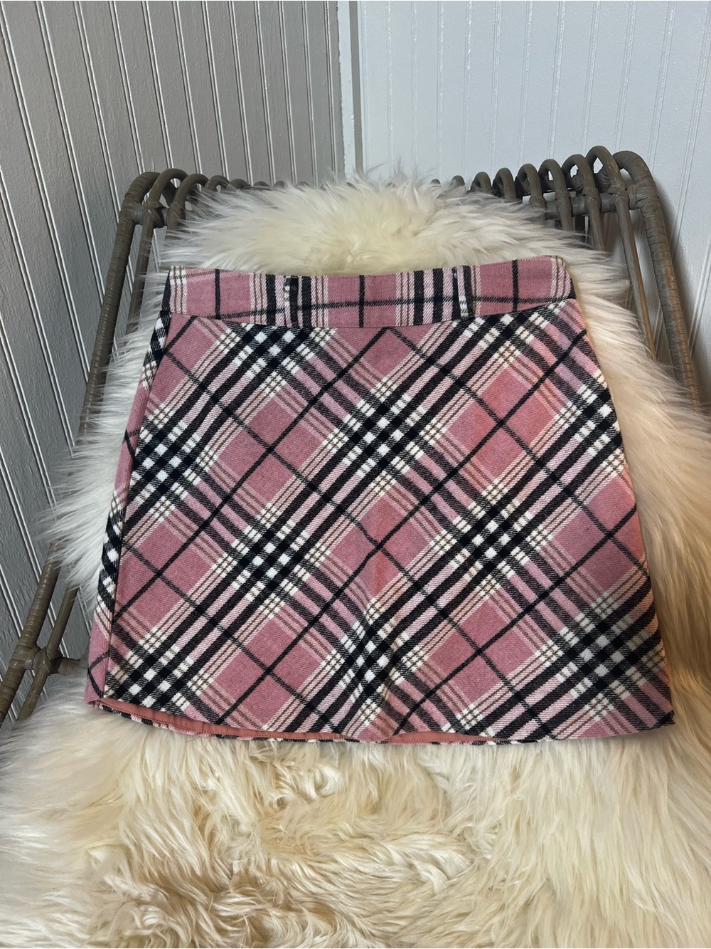 Pink Plaid Ever After Y2K A-Line Mini Skirt